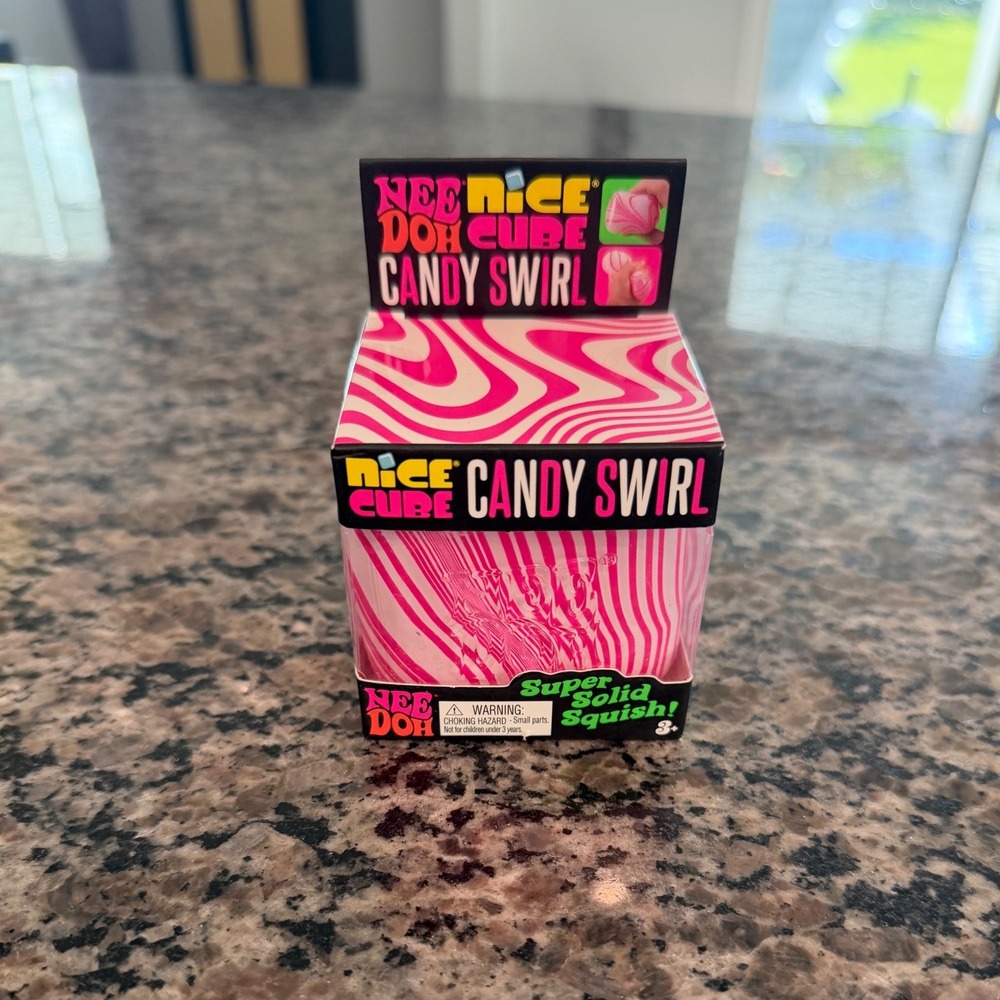 Schylling NeeDoh Nice Cube Candy Swirl Pink White Sensory Fidget Toy Stress Ball